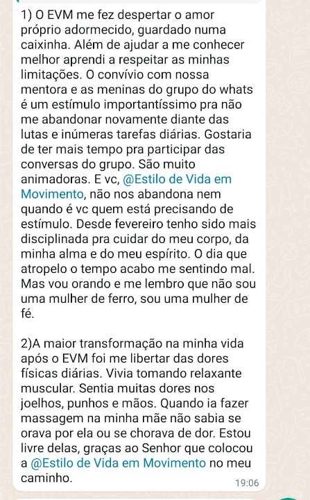 Print de mensagem de aluna