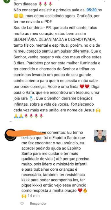 Print de mensagem de aluna