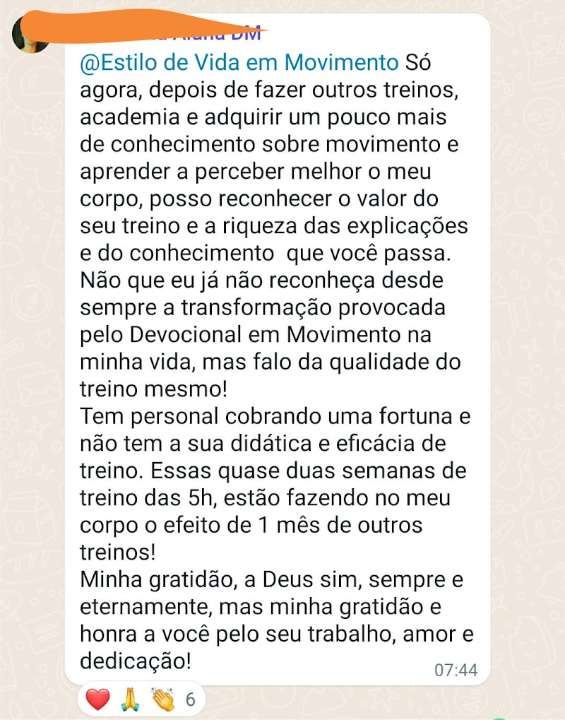 Print de mensagem de aluna