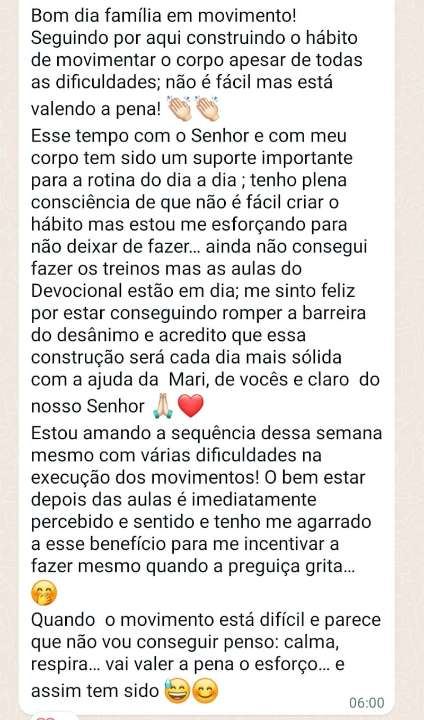 Print de mensagem de aluna