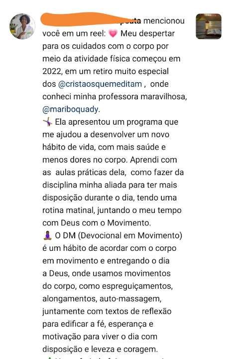 Print de mensagem de aluna