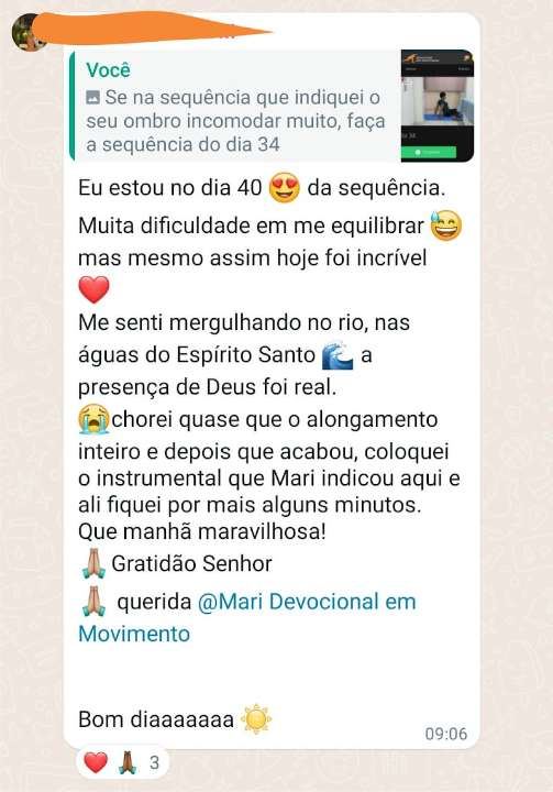 Print de mensagem de aluna
